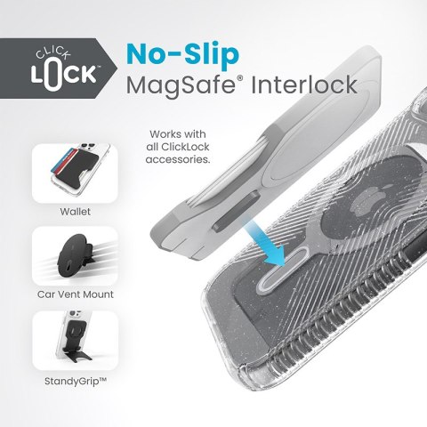 Speck Presidio Lux Grip ClickLock & Magsafe - Etui iPhone 15 / iPhone 14 / iPhone 13 (Clear / Platinium Glitter / Chrome Finish Speck Presidio Lux Grip ClickLock & Magsafe - Etui iPhone 15 / iPhone 14 / iPhone 13 (Clear / Platinium Glitter / Chrome Finish
