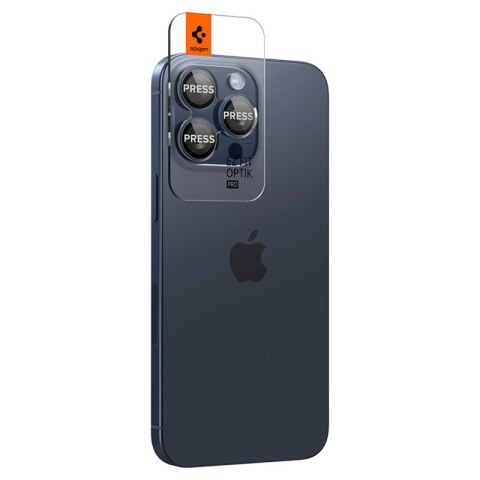 Spigen Optik Pro GLAS.TR EZ Fit Camera Protector 2-Pack - Szkło ochronne na obiektyw do iPhone 15 Pro / 15 Pro Max / iPhone 14 P Spigen Optik Pro GLAS.TR EZ Fit Camera Protector 2-Pack - Szkło ochronne na obiektyw do iPhone 15 Pro / 15 Pro Max / iPhone 14 P
