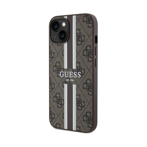 Guess 4G Printed Stripes MagSafe - Etui iPhone 15 (brązowy) Guess 4G Printed Stripes MagSafe - Etui iPhone 15 (brązowy)