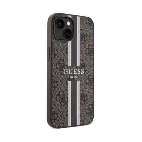 Guess 4G Printed Stripes MagSafe - Etui iPhone 15 (brązowy) Guess 4G Printed Stripes MagSafe - Etui iPhone 15 (brązowy)