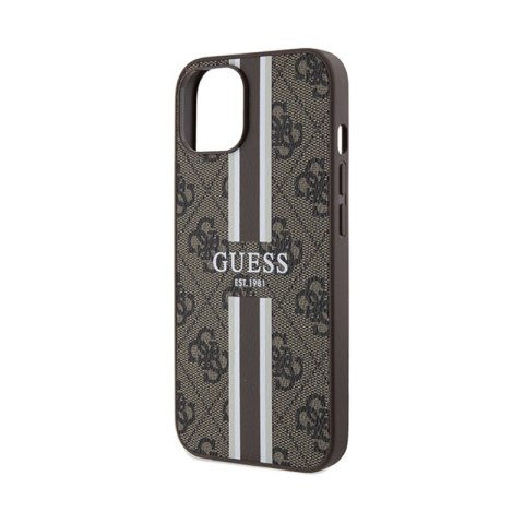 Guess 4G Printed Stripes MagSafe - Etui iPhone 15 (brązowy) Guess 4G Printed Stripes MagSafe - Etui iPhone 15 (brązowy)