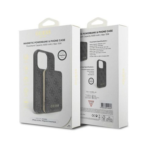 Guess Bundle Pack MagSafe 4G Metal Gold Logo - Zestaw etui + Power Bank 5000mAh MagSafe iPhone 14 Pro (czarny) Guess Bundle Pack MagSafe 4G Metal Gold Logo - Zestaw etui + Power Bank 5000mAh MagSafe iPhone 14 Pro (czarny)