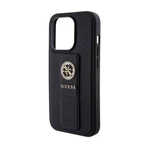 Guess Grip Stand 4G Saffiano Strass Logo - Etui iPhone 15 Pro Max (czarny) Guess Grip Stand 4G Saffiano Strass Logo - Etui iPhone 15 Pro Max (czarny)