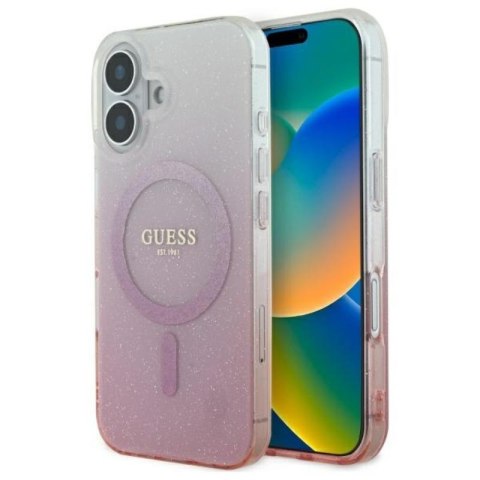 Guess IML Glitter Gradient MagSafe - Etui iPhone 16 Plus (różowy) Guess IML Glitter Gradient MagSafe - Etui iPhone 16 Plus (różowy)