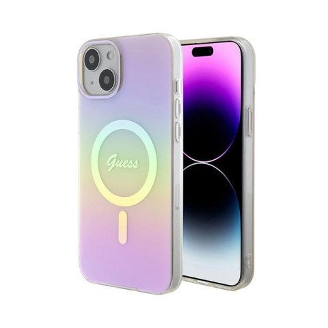 Guess IML Iridescent MagSafe - Etui iPhone 15 Plus (różowy) Guess IML Iridescent MagSafe - Etui iPhone 15 Plus (różowy)