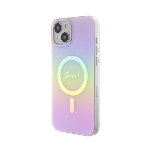 Guess IML Iridescent MagSafe - Etui iPhone 15 Plus (różowy) Guess IML Iridescent MagSafe - Etui iPhone 15 Plus (różowy)