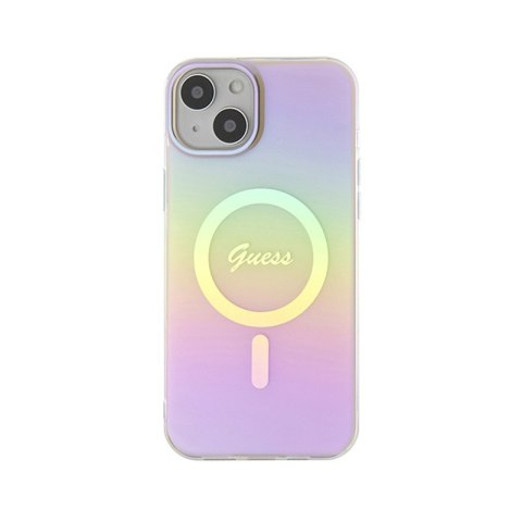 Guess IML Iridescent MagSafe - Etui iPhone 15 Plus (różowy) Guess IML Iridescent MagSafe - Etui iPhone 15 Plus (różowy)