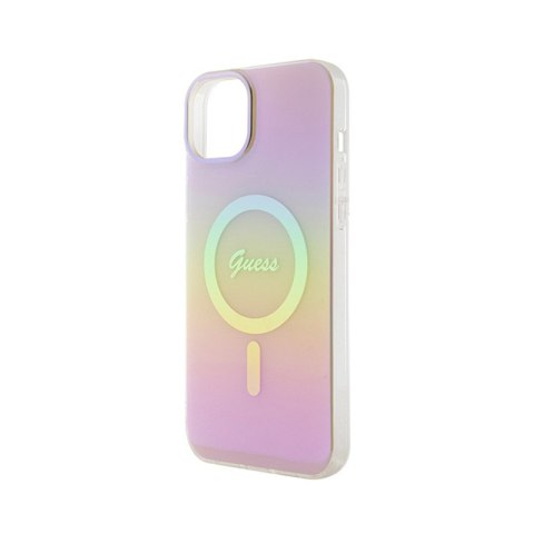 Guess IML Iridescent MagSafe - Etui iPhone 15 Plus (różowy) Guess IML Iridescent MagSafe - Etui iPhone 15 Plus (różowy)