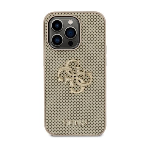 Guess Perforated 4G Glitter - Etui iPhone 15 Pro (złoty) Guess Perforated 4G Glitter - Etui iPhone 15 Pro (złoty)