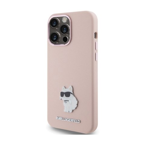 Karl Lagerfeld Silicone Choupette Metal Pin - Etui iPhone 15 Pro (różowy) Karl Lagerfeld Silicone Choupette Metal Pin - Etui iPhone 15 Pro (różowy)