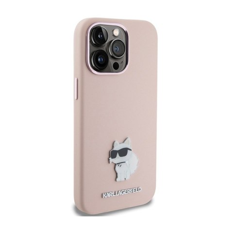 Karl Lagerfeld Silicone Choupette Metal Pin - Etui iPhone 15 Pro (różowy) Karl Lagerfeld Silicone Choupette Metal Pin - Etui iPhone 15 Pro (różowy)