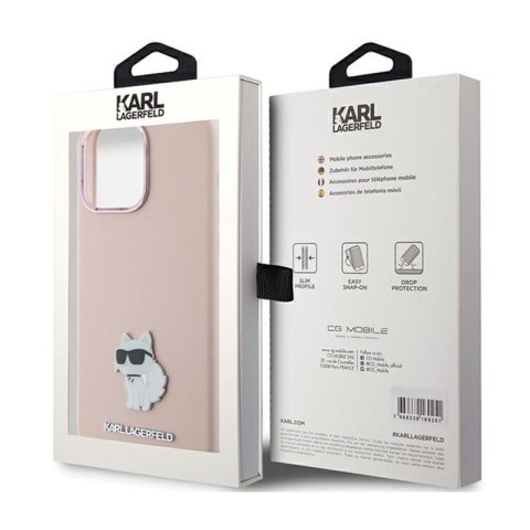 Karl Lagerfeld Silicone Choupette Metal Pin - Etui iPhone 15 Pro (różowy) Karl Lagerfeld Silicone Choupette Metal Pin - Etui iPhone 15 Pro (różowy)