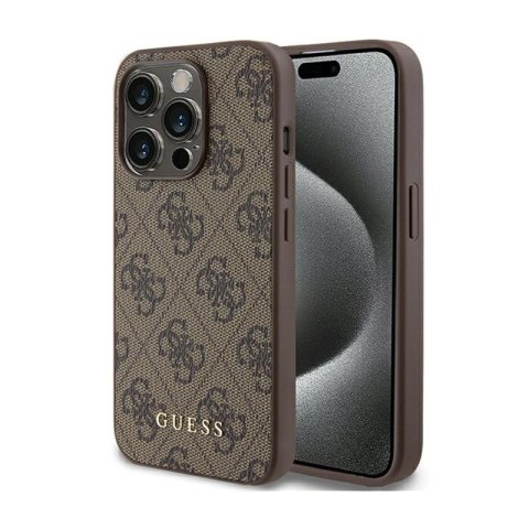 Guess 4G Metal Gold Logo - Etui iPhone 15 Pro (brązowy) Guess 4G Metal Gold Logo - Etui iPhone 15 Pro (brązowy)