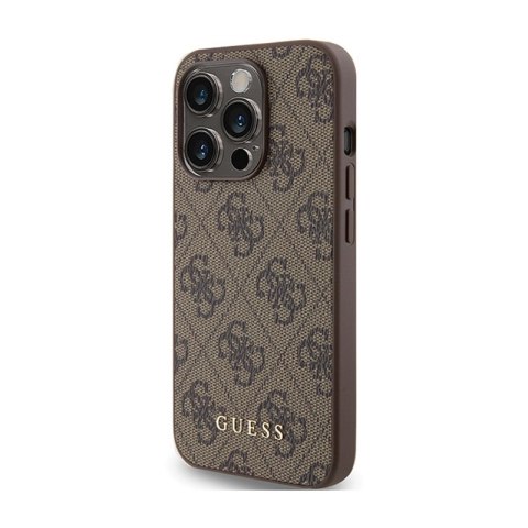 Guess 4G Metal Gold Logo - Etui iPhone 15 Pro (brązowy) Guess 4G Metal Gold Logo - Etui iPhone 15 Pro (brązowy)