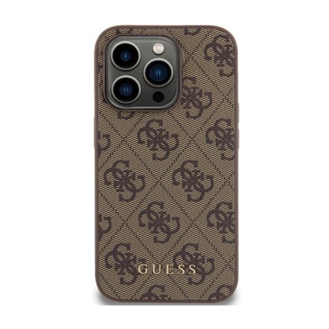 Guess 4G Metal Gold Logo - Etui iPhone 15 Pro (brązowy) Guess 4G Metal Gold Logo - Etui iPhone 15 Pro (brązowy)