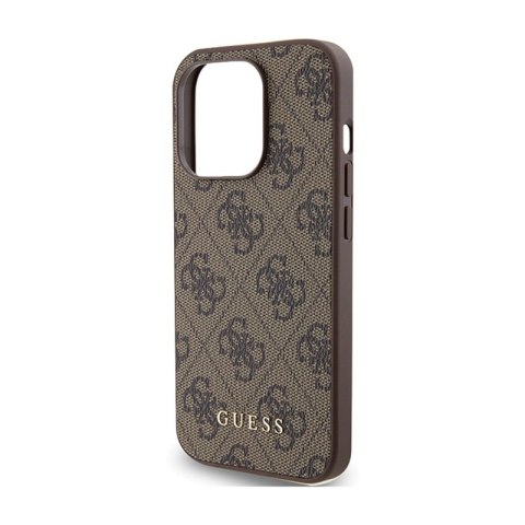 Guess 4G Metal Gold Logo - Etui iPhone 15 Pro (brązowy) Guess 4G Metal Gold Logo - Etui iPhone 15 Pro (brązowy)