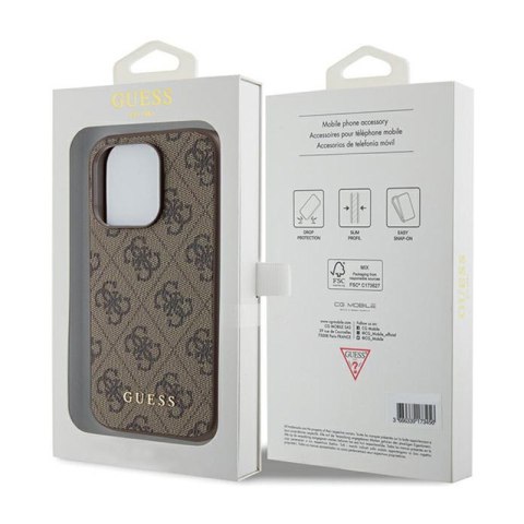 Guess 4G Metal Gold Logo - Etui iPhone 15 Pro (brązowy) Guess 4G Metal Gold Logo - Etui iPhone 15 Pro (brązowy)
