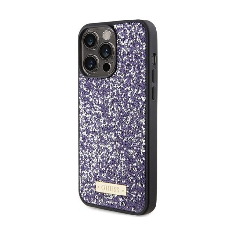 Guess Rhinestone Metal Logo - Etui iPhone 15 Pro (różowy) Guess Rhinestone Metal Logo - Etui iPhone 15 Pro (różowy)