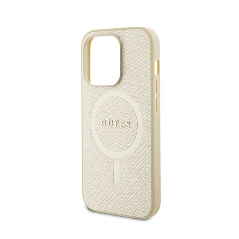 Guess Saffiano MagSafe - Etui iPhone 15 Pro Max (złoty) Guess Saffiano MagSafe - Etui iPhone 15 Pro Max (złoty)