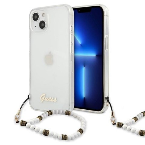 Guess White Pearl Strap - Etui iPhone 15 / 14 / 13 (przezroczysty) Guess White Pearl Strap - Etui iPhone 15 / 14 / 13 (przezroczysty)