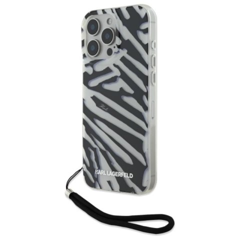 Karl Lagerfeld IML Zebra Pattern & Cord - Etui iPhone 16 Pro Max (czarny) Karl Lagerfeld IML Zebra Pattern & Cord - Etui iPhone 16 Pro Max (czarny)