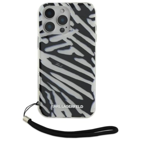 Karl Lagerfeld IML Zebra Pattern & Cord - Etui iPhone 16 Pro Max (czarny) Karl Lagerfeld IML Zebra Pattern & Cord - Etui iPhone 16 Pro Max (czarny)