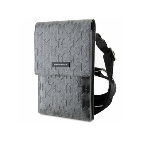 Karl Lagerfeld Saffiano Mongram Plaque - Torba na smartfona i akcesoria (srebrny) Karl Lagerfeld Saffiano Mongram Plaque - Torba na smartfona i akcesoria (srebrny)