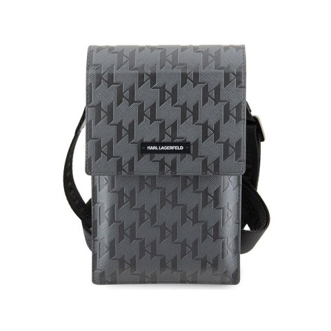 Karl Lagerfeld Saffiano Mongram Plaque - Torba na smartfona i akcesoria (srebrny) Karl Lagerfeld Saffiano Mongram Plaque - Torba na smartfona i akcesoria (srebrny)