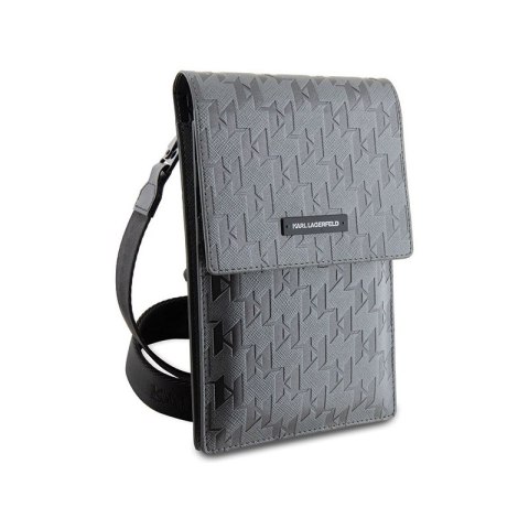 Karl Lagerfeld Saffiano Mongram Plaque - Torba na smartfona i akcesoria (srebrny) Karl Lagerfeld Saffiano Mongram Plaque - Torba na smartfona i akcesoria (srebrny)