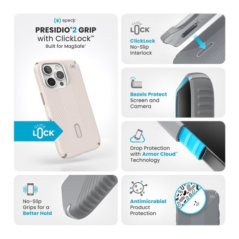 Speck Presidio2 Grip ClickLock & MagSafe - Etui iPhone 16 Pro (Bleached Bone / Heirloom Gold / Hazel Brown) Speck Presidio2 Grip ClickLock & MagSafe - Etui iPhone 16 Pro (Bleached Bone / Heirloom Gold / Hazel Brown)