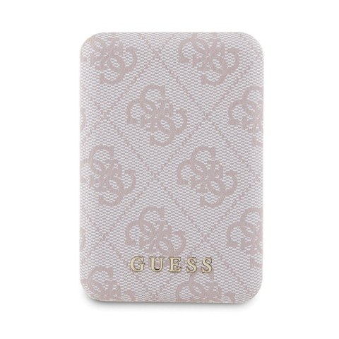 Guess Bundle Pack MagSafe 4G Metal Gold Logo - Zestaw etui + Power Bank 5000mAh MagSafe iPhone 15 Pro Max (różowy)