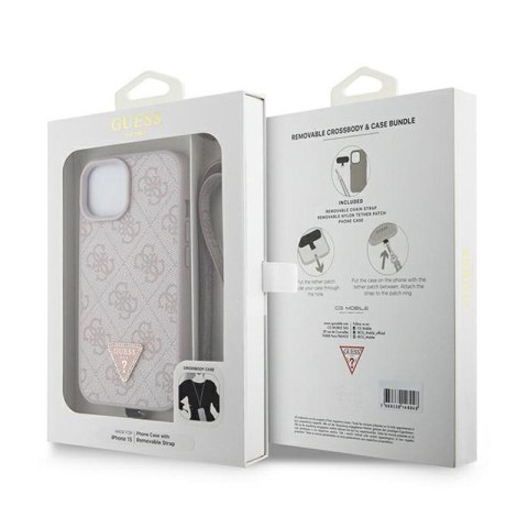 Guess Crossbody 4G Metal Logo - Etui iPhone 15 (różowy) Guess Crossbody 4G Metal Logo - Etui iPhone 15 (różowy)
