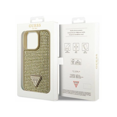 Guess Rhinestone Triangle - Etui iPhone 14 Pro (złoty) Guess Rhinestone Triangle - Etui iPhone 14 Pro (złoty)