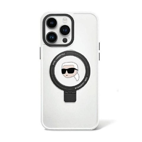 Karl Lagerfeld Ring Stand Karl Head MagSafe - Etui iPhone 15 (biały) Karl Lagerfeld Ring Stand Karl Head MagSafe - Etui iPhone 15 (biały)