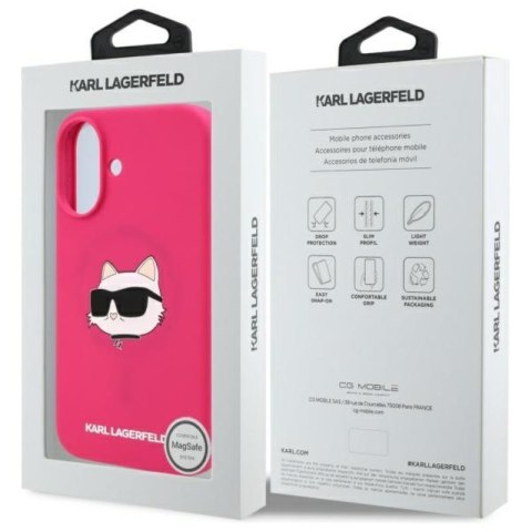 Karl Lagerfeld Silicone Choupette Head Print MagSafe - Etui iPhone 16 (fuksja) Karl Lagerfeld Silicone Choupette Head Print MagSafe - Etui iPhone 16 (fuksja)