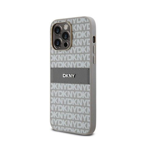DKNY Leather Mono Stripe & Metal Logo - Etui iPhone 14 Pro Max (beżowy) DKNY Leather Mono Stripe & Metal Logo - Etui iPhone 14 Pro Max (beżowy)