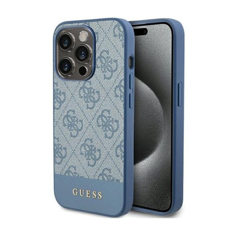 Guess 4G Bottom Stripe Metal Logo Collection - Etui iPhone 15 Pro Max (niebieski) Guess 4G Bottom Stripe Metal Logo Collection - Etui iPhone 15 Pro Max (niebieski)