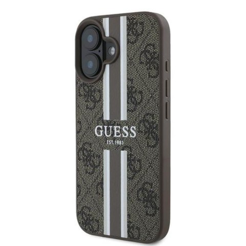 Guess 4G Printed Stripes MagSafe - Etui iPhone 16 Plus (brązowy) Guess 4G Printed Stripes MagSafe - Etui iPhone 16 Plus (brązowy)