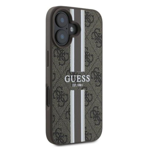 Guess 4G Printed Stripes MagSafe - Etui iPhone 16 Plus (brązowy) Guess 4G Printed Stripes MagSafe - Etui iPhone 16 Plus (brązowy)