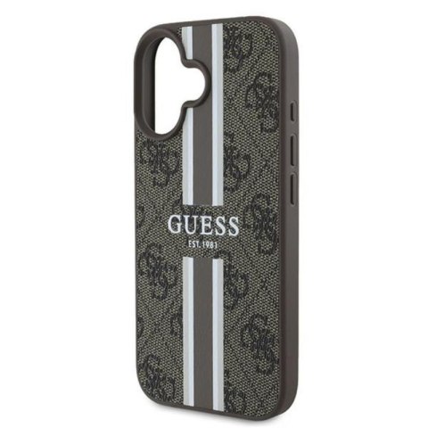Guess 4G Printed Stripes MagSafe - Etui iPhone 16 Plus (brązowy) Guess 4G Printed Stripes MagSafe - Etui iPhone 16 Plus (brązowy)