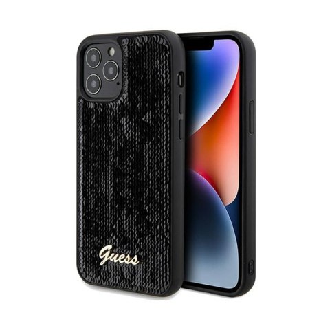 Guess Sequin Script Metal - Etui iPhone 12 / iPhone 12 Pro (czarny) Guess Sequin Script Metal - Etui iPhone 12 / iPhone 12 Pro (czarny)