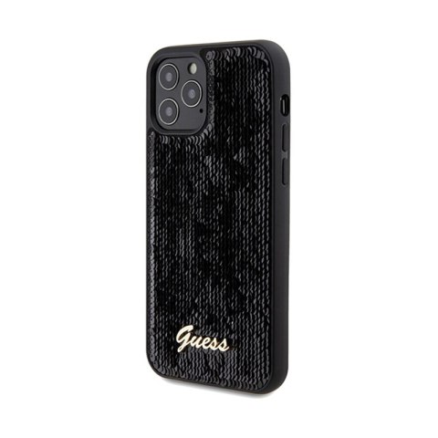 Guess Sequin Script Metal - Etui iPhone 12 / iPhone 12 Pro (czarny) Guess Sequin Script Metal - Etui iPhone 12 / iPhone 12 Pro (czarny)