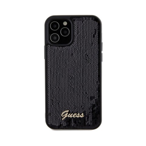 Guess Sequin Script Metal - Etui iPhone 12 / iPhone 12 Pro (czarny) Guess Sequin Script Metal - Etui iPhone 12 / iPhone 12 Pro (czarny)