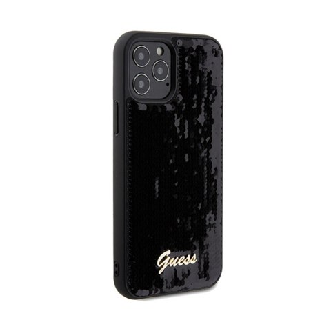 Guess Sequin Script Metal - Etui iPhone 12 / iPhone 12 Pro (czarny) Guess Sequin Script Metal - Etui iPhone 12 / iPhone 12 Pro (czarny)