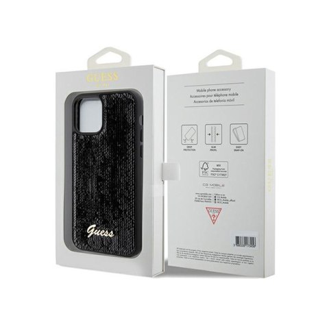 Guess Sequin Script Metal - Etui iPhone 12 / iPhone 12 Pro (czarny) Guess Sequin Script Metal - Etui iPhone 12 / iPhone 12 Pro (czarny)