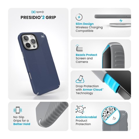Speck Presidio2 Grip - Etui iPhone 16 Pro Max (Coastal Blue / Dust Grey / White) Speck Presidio2 Grip - Etui iPhone 16 Pro Max (Coastal Blue / Dust Grey / White)