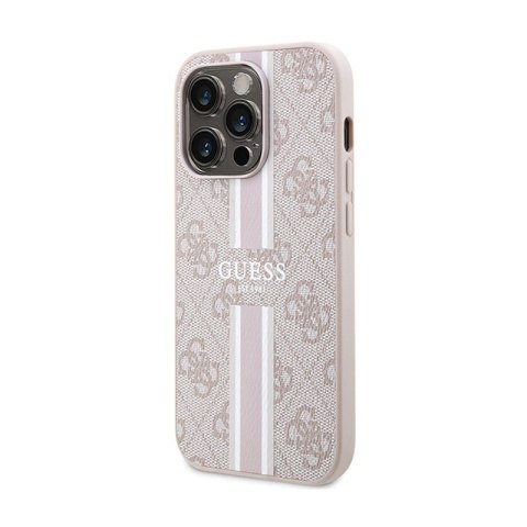 Guess 4G Printed Stripes MagSafe - Etui iPhone 15 Pro (różowy) Guess 4G Printed Stripes MagSafe - Etui iPhone 15 Pro (różowy)