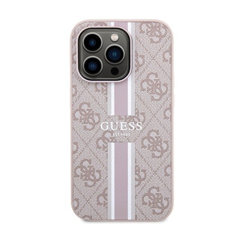 Guess 4G Printed Stripes MagSafe - Etui iPhone 15 Pro (różowy) Guess 4G Printed Stripes MagSafe - Etui iPhone 15 Pro (różowy)