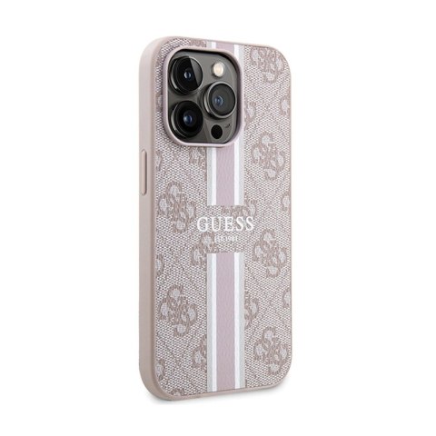 Guess 4G Printed Stripes MagSafe - Etui iPhone 15 Pro (różowy) Guess 4G Printed Stripes MagSafe - Etui iPhone 15 Pro (różowy)