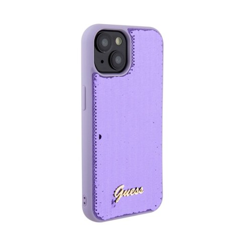 Guess Sequin Script Metal - Etui iPhone 15 (fioletowy) Guess Sequin Script Metal - Etui iPhone 15 (fioletowy)